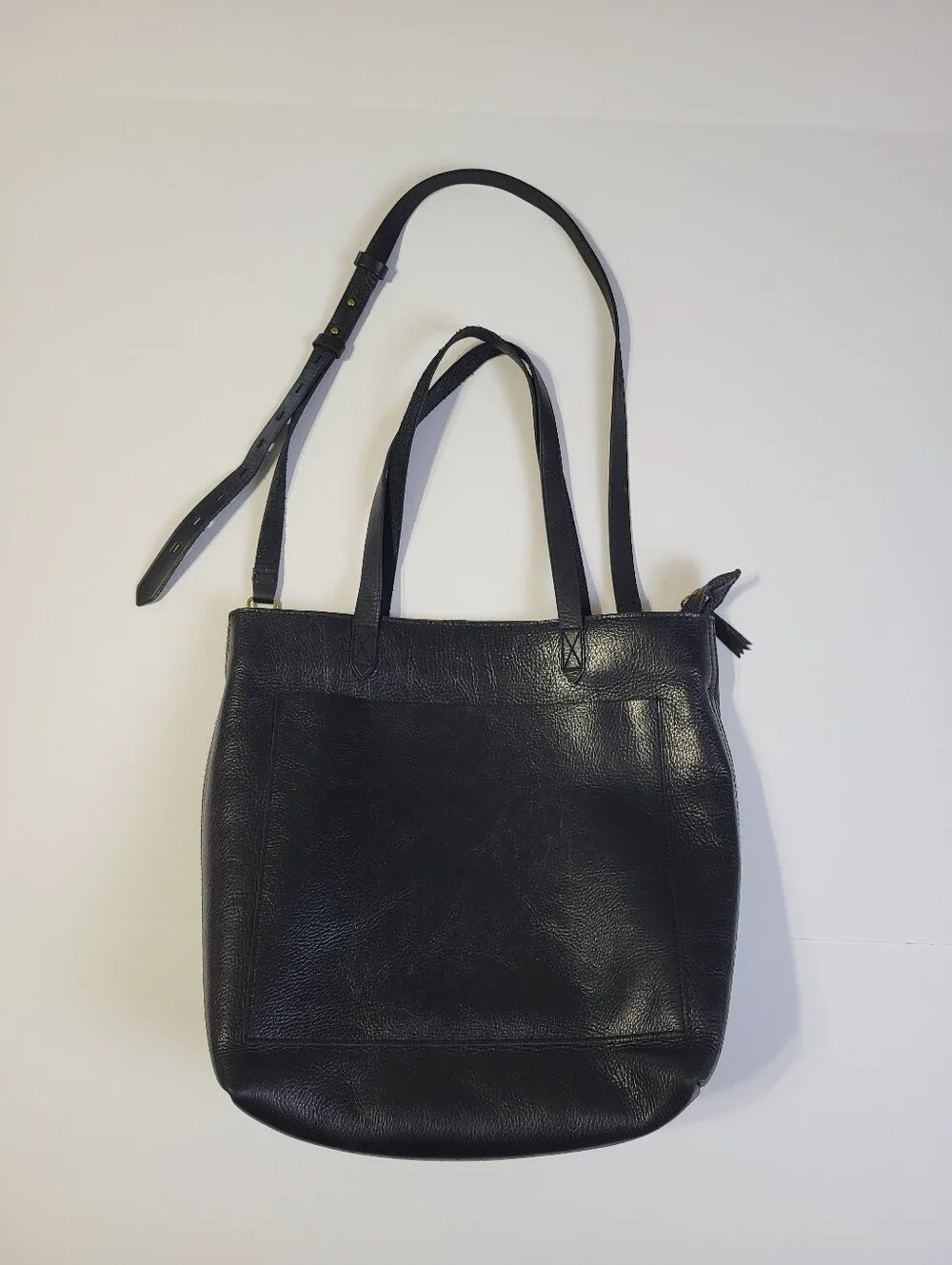 Madewell Zip Top Leather Transport Tote Crossbody Bag Black Shoulder‎